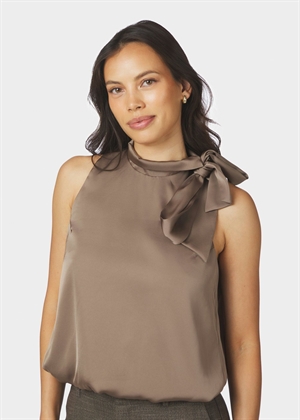 Veda drapy satin top Dark Taupe Neo Noir 